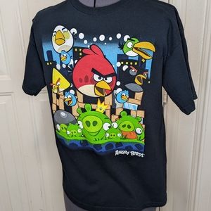 2012 Angry Birds Graphic T- shirt Black Short sleeve Teen size Youth 14-16